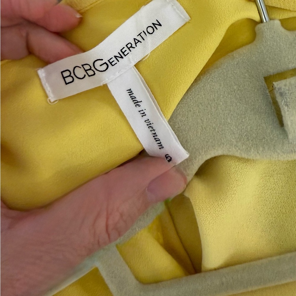 Bcbgeneration Ruffled Yellow Mini Blouse Dress - image 3